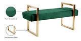 Olivia Velvet / Engineered Wood / Stainless Steel / Foam Contemporary Green Velvet Bench - 43" W x 17.5" D x 21" H