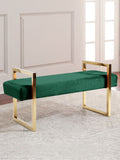 Olivia Velvet / Engineered Wood / Stainless Steel / Foam Contemporary Green Velvet Bench - 43" W x 17.5" D x 21" H