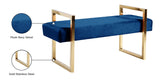 Olivia Velvet / Engineered Wood / Stainless Steel / Foam Contemporary Navy Velvet Bench - 43" W x 17.5" D x 21" H