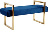 Olivia Velvet / Engineered Wood / Stainless Steel / Foam Contemporary Navy Velvet Bench - 43" W x 17.5" D x 21" H