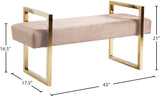 Olivia Velvet / Engineered Wood / Stainless Steel / Foam Contemporary Pink Velvet Bench - 43" W x 17.5" D x 21" H