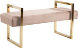 Olivia Velvet / Engineered Wood / Stainless Steel / Foam Contemporary Pink Velvet Bench - 43" W x 17.5" D x 21" H