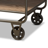 Grant Vintage Rustic Industrial Oak Brown Finished Wood and Black Finished Metal 2-Drawer Kitchen Cart