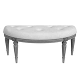 Tamara  Powder Gray Upholstered Demilune Bench