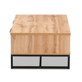 Franklin Modern and Contemporary Oak Brown Finished Wood and Black Finished Metal 2-Drawer Coffee Table