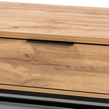 Franklin Modern and Contemporary Oak Brown Finished Wood and Black Finished Metal 2-Drawer Coffee Table