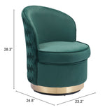 English Elm EE2735 100% Polyester, Plywood, Steel Modern Commercial Grade Accent Chair Green, Gold 100% Polyester, Plywood, Steel