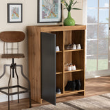 Caspian Modern and Contemporary Two-Tone Grey and Oak Brown Finished Wood Shoe Cabinet