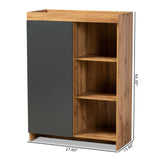 Caspian Modern and Contemporary Two-Tone Grey and Oak Brown Finished Wood Shoe Cabinet