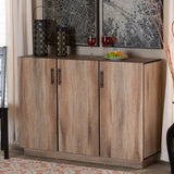 Patton Modern and Contemporary Natural Oak Finished Wood 3-Door Dining Room Sideboard Buffet