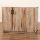 Patton Modern and Contemporary Natural Oak Finished Wood 3-Door Dining Room Sideboard Buffet