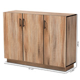 Patton Modern and Contemporary Natural Oak Finished Wood 3-Door Dining Room Sideboard Buffet