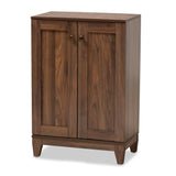Nissa Modern and Contemporary Walnut Brown Finished Wood 2-Door Shoe Storage Cabinet