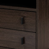 Glover Modern and Contemporary Dark Brown Finished Wood and Rose Gold-Tone Finished Metal 2-Drawer Nightstand