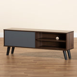 Mallory Modern and Contemporary Two-Tone Walnut Brown and Grey Finished Wood TV Stand