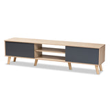 Clapton Modern and Contemporary Grey and Brown Finished Wood TV Stand