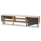 Clapton Modern and Contemporary Two-Tone Grey and Oak Brown Finished Wood TV Stand