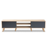 Clapton Modern and Contemporary Two-Tone Grey and Oak Brown Finished Wood TV Stand