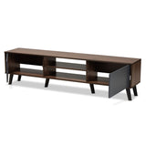 Clapton Modern and Contemporary Multi-Tone Grey and Walnut Brown Finished Wood TV Stand