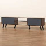 Clapton Modern and Contemporary Multi-Tone Grey and Walnut Brown Finished Wood TV Stand