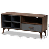 Garrick Modern and Contemporary Two-Tone Grey and Walnut Brown Finished Wood 1-Drawer TV Stand