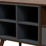 Garrick Modern and Contemporary Two-Tone Grey and Walnut Brown Finished Wood 1-Drawer TV Stand