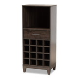 Trenton Modern and Contemporary Dark Brown Finished Wood 1-Drawer Wine Storage Cabinet