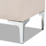 Baxton Studio Mabel Modern and Contemporary Transitional Beige Fabric Upholstered and Silver Finished Metal Storage Ottoman