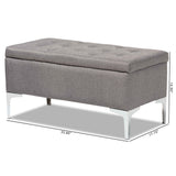 Baxton Studio Mabel Modern and Contemporary Transitional Grey Fabric Upholstered and Silver Finished Metal Storage Ottoman