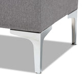 Baxton Studio Mabel Modern and Contemporary Transitional Grey Fabric Upholstered and Silver Finished Metal Storage Ottoman