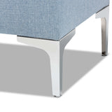 Baxton Studio Mabel Modern and Contemporary Transitional Light Blue Fabric Upholstered and Silver Finished Metal Storage Ottoman