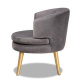 Baxton Studio Baptiste Glam and Luxe Grey Velvet Fabric Upholstered and Gold Finished Wood Accent Chair