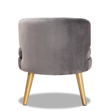 Baxton Studio Baptiste Glam and Luxe Grey Velvet Fabric Upholstered and Gold Finished Wood Accent Chair