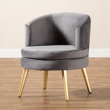 Baxton Studio Baptiste Glam and Luxe Grey Velvet Fabric Upholstered and Gold Finished Wood Accent Chair