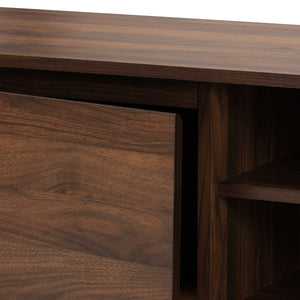 Landen Mid-Century Modern Walnut Brown and Gold Finished Wood TV Stand