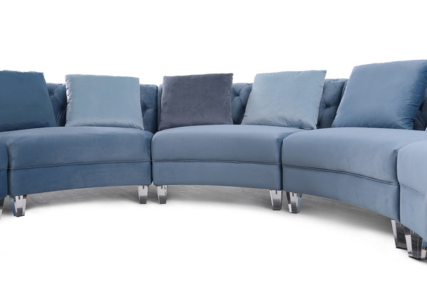 VIG Furniture Divani Casa Darla - Modern Blue Velvet Curved Sectional Sofa VG2T1124-5P-BLU