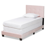 Caprice Modern and Contemporary Glam Light Pink Velvet Fabric Upholstered Twin Size Panel Bed