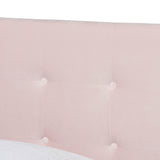 Caprice Modern and Contemporary Glam Light Pink Velvet Fabric Upholstered Twin Size Panel Bed