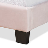 Caprice Modern and Contemporary Glam Light Pink Velvet Fabric Upholstered Twin Size Panel Bed