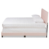 Caprice Modern and Contemporary Glam Light Pink Velvet Fabric Upholstered Queen Size Panel Bed