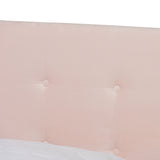 Caprice Modern and Contemporary Glam Light Pink Velvet Fabric Upholstered Queen Size Panel Bed