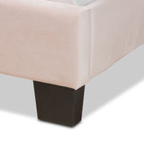 Caprice Modern and Contemporary Glam Light Pink Velvet Fabric Upholstered Queen Size Panel Bed