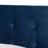 Caprice Modern and Contemporary Glam Navy Blue Velvet Fabric Upholstered Twin Size Panel Bed