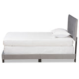Caprice Modern and Contemporary Glam Grey Velvet Fabric Upholstered Twin Size Panel Bed