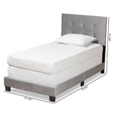 Caprice Modern and Contemporary Glam Grey Velvet Fabric Upholstered Twin Size Panel Bed