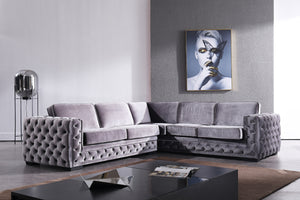 VIG Furniture Divani Casa Jean - Modern Grey Velvet Sectional Sofa VG2T1125-GRY