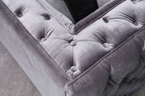 VIG Furniture Divani Casa Jean - Modern Grey Velvet Sectional Sofa VG2T1125-GRY