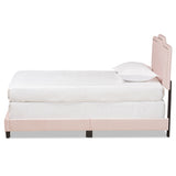 Benjen Modern and Contemporary Glam Light Pink Velvet Fabric Upholstered Twin Size Panel Bed