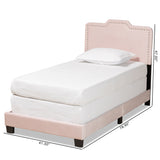 Benjen Modern and Contemporary Glam Light Pink Velvet Fabric Upholstered Twin Size Panel Bed