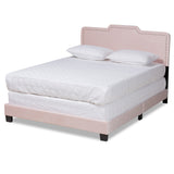 Benjen Modern and Contemporary Glam Light Pink Velvet Fabric Upholstered Panel Bed